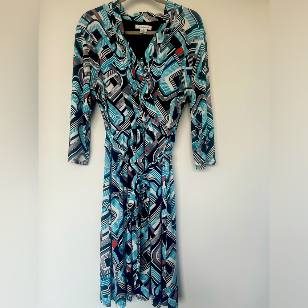Liz Claiborne 3/4 sleeve midi faux wrap dress - size XL
